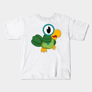 Parrot with Magnifying glass Kids T-Shirt